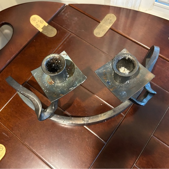 MCM  Brutalist‎ Candelabra Candle Holder 1960s France curved heavy - Picture 4 of 10